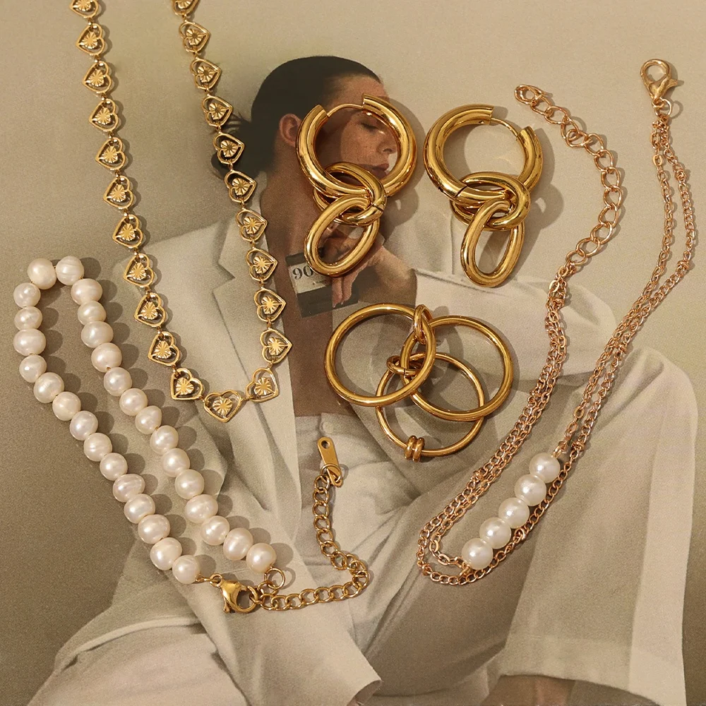Stainless Steel Gold Plated Multiple Layers Strand Loop Gold Silver Indext Finger Rings Three-Finger Interlocking Style Rings