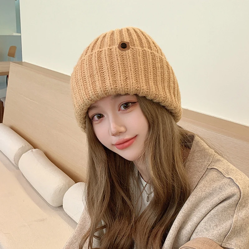 Minimum Order Hat Wholesale Quantity Japanese Knitted 2024 New Versatile Ladies Hats Winter Thickened Warm Hat For Women