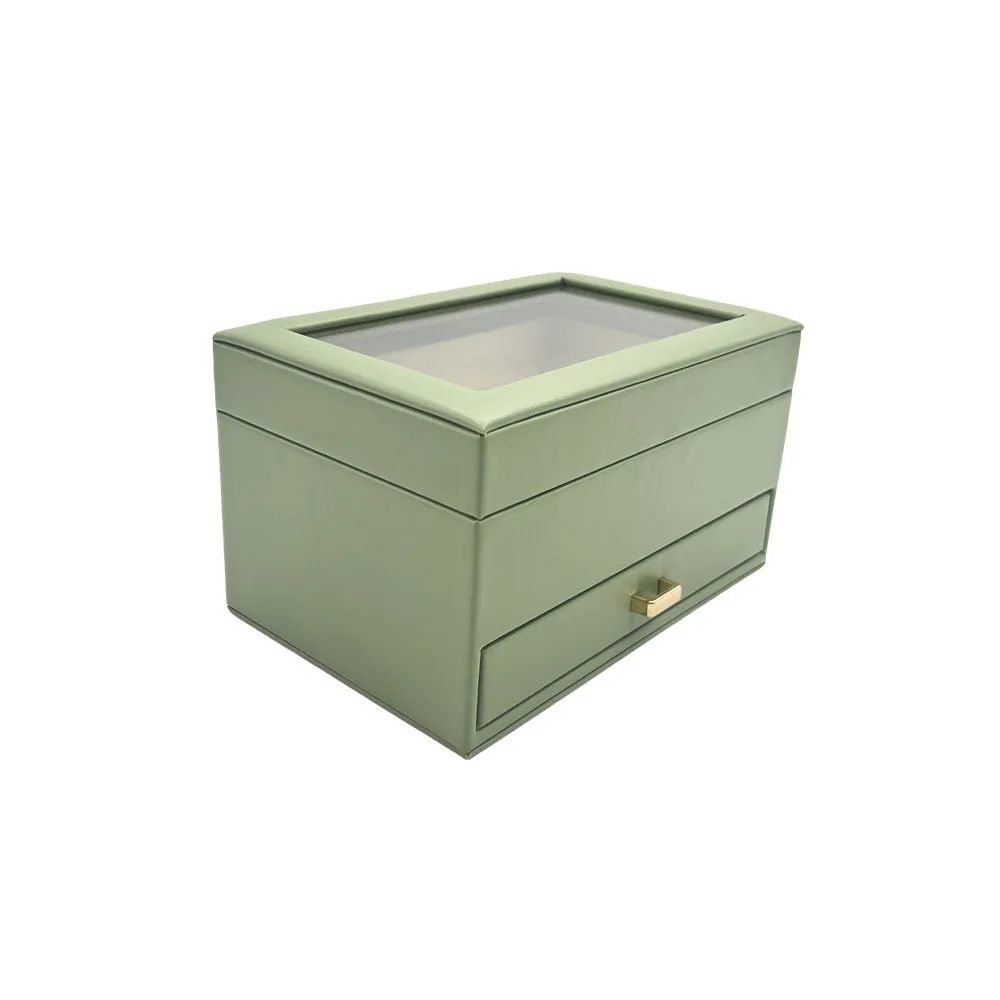 Wholesale Necklace Ring Earring Jewelry Organizer Gift Jewelry Storage Box use PU Leather With Drawer