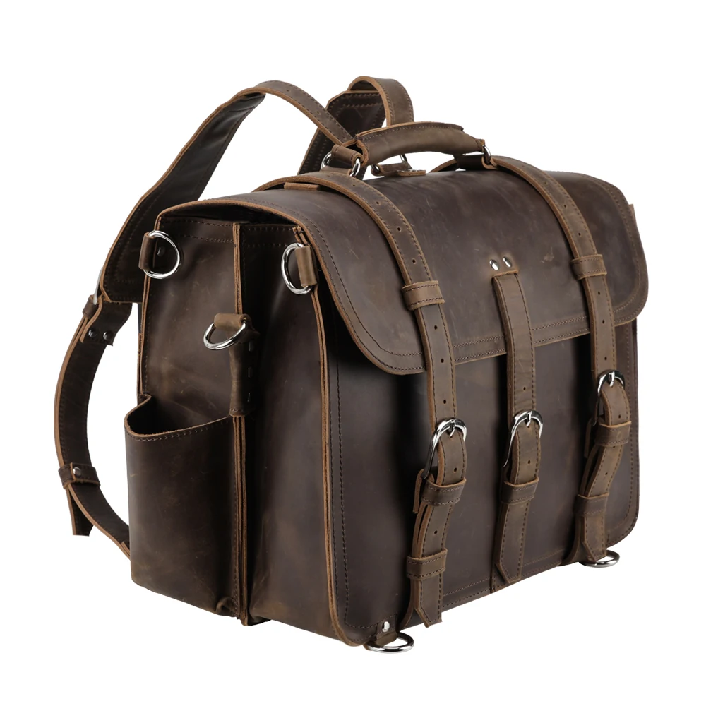 Tiding Promotion Hot Sale Durable Brown Business Leather Shoulder Laptop Bag Messenger Briefcase