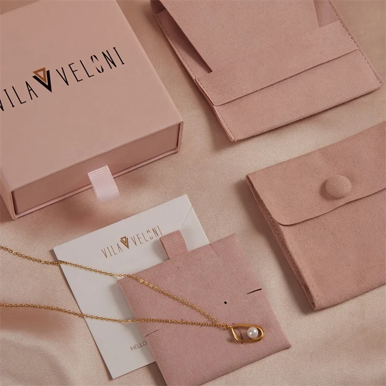 2024 Custom Jewelry Box Personalized Logo Packaging Drawer Cardboard Box with Microfiber Jewelry Pouch&paper bag