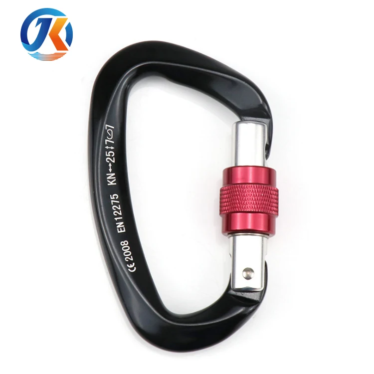 Aluminum D Shape Screw-locking 25KN Climbing Carabiner