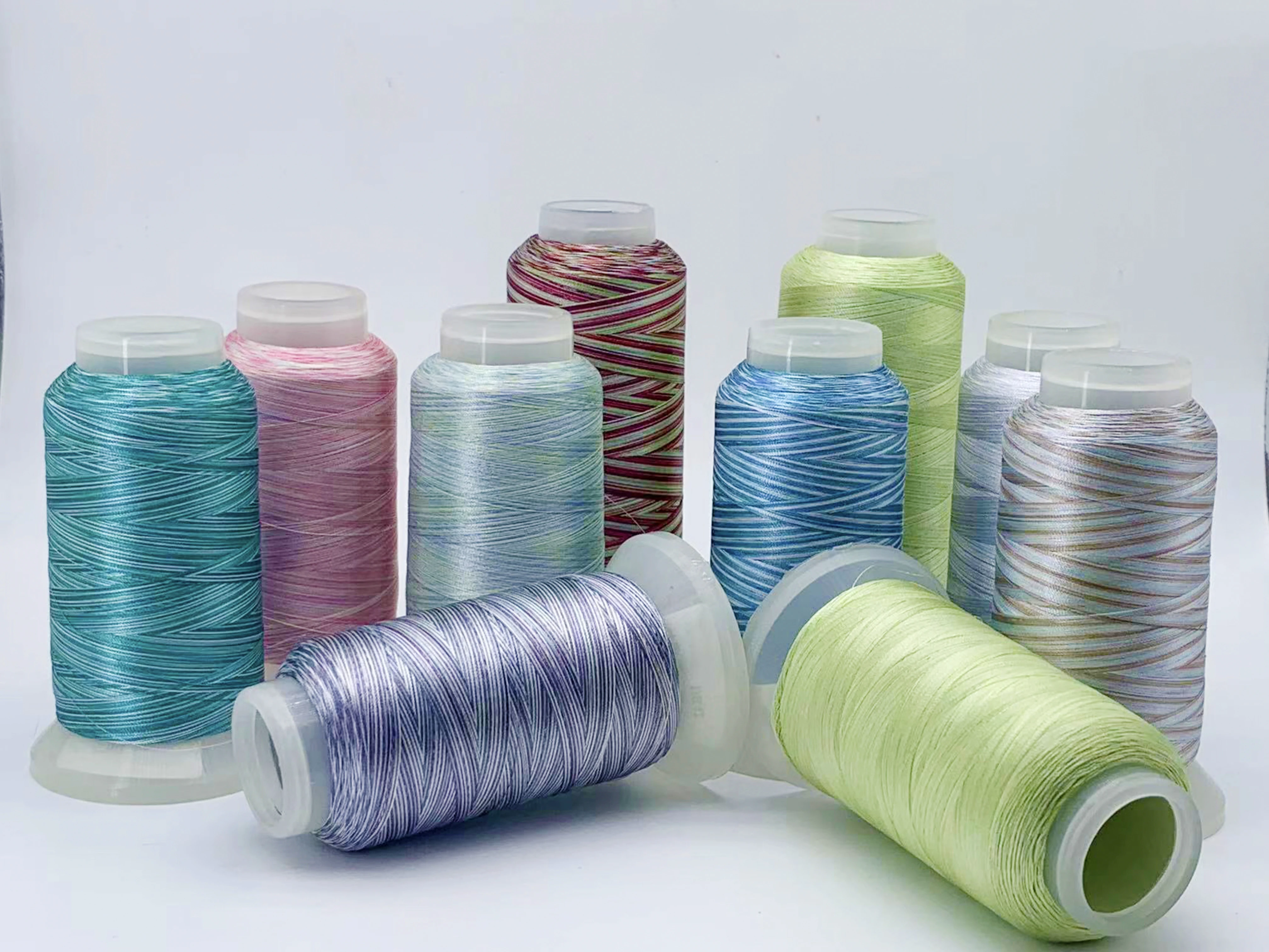 Gradient colorful industrial Embroidery thread 108D/2 75D/2 3300m 100%Polyester For Computer Embroidery machine DIY Tassel