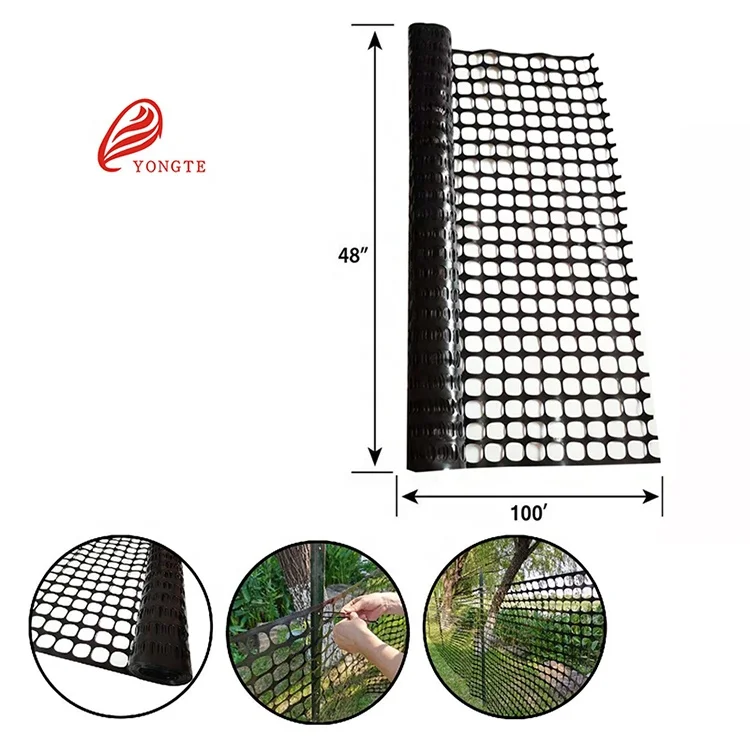 YONGTE black safety fence temporary plastic fencing roll, 4X100 feet mesh netting for garden animal barrier
