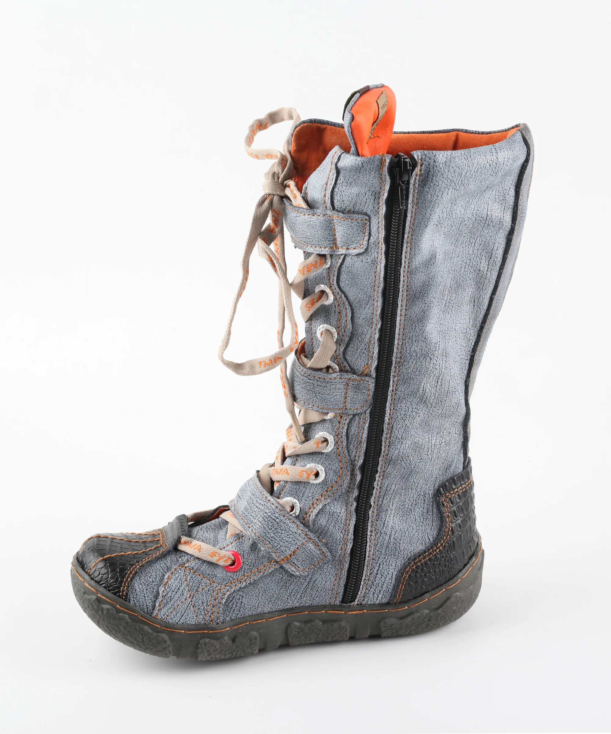 TMA EYES 2022 Factory Production New Arrivals Hot Sale Fashion PU-Lining Unfurled Popular Flat Spring Autumn Boots For Women