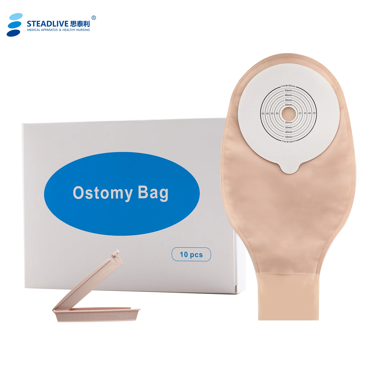 60mm  two piece ostomy bag with high impermeable EVOH film and Carbon filter