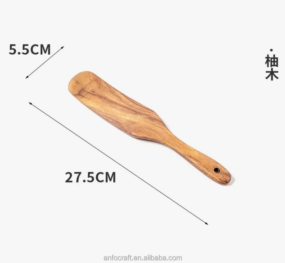 Wooden Sourdough Spurtle Kitchen Cooking Tool with Hanging Holes Dough Stir Spatula for Baking and Cooking