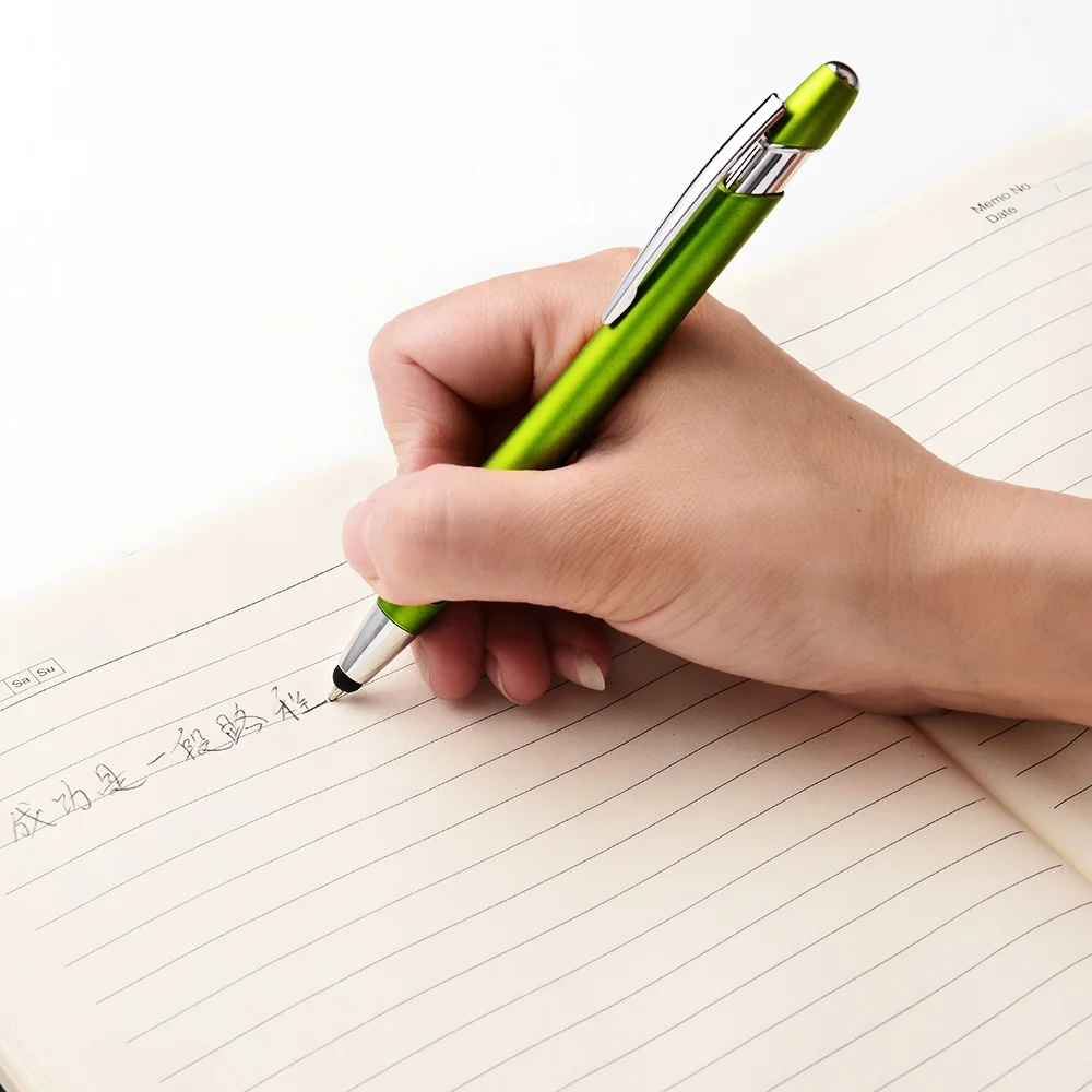 Рекламный пластиковый сенсорный экран 2 в 1 емкостный стилус шариковая ручка