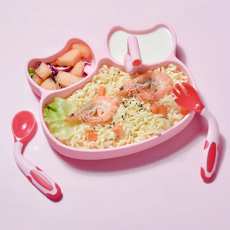 Eco Custom Logo Suction Baby Feeding Plate Food Grade Children dinnerware kid tableware Animal Shape Baby Silicone Baby Plates