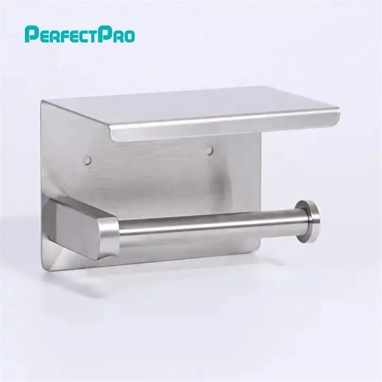 Factory Supply Brush Stainless Steel Toilet Paper Holder With Storage Shelf For Bathroom Hardware Toilet Paper Holder