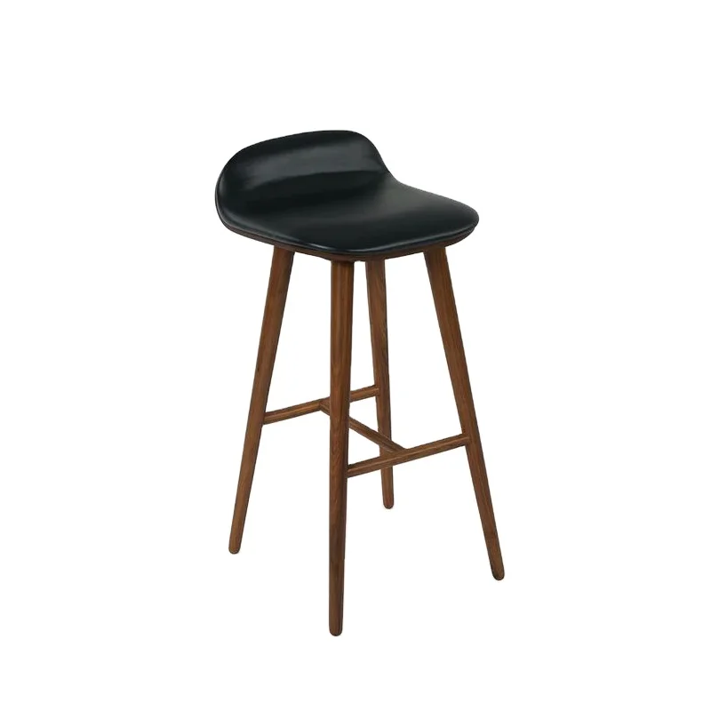 modern Commercial Nordic High Quality Wooden Bar Stools  High Foot Chair cushioned bar stools manufacturer bar chair