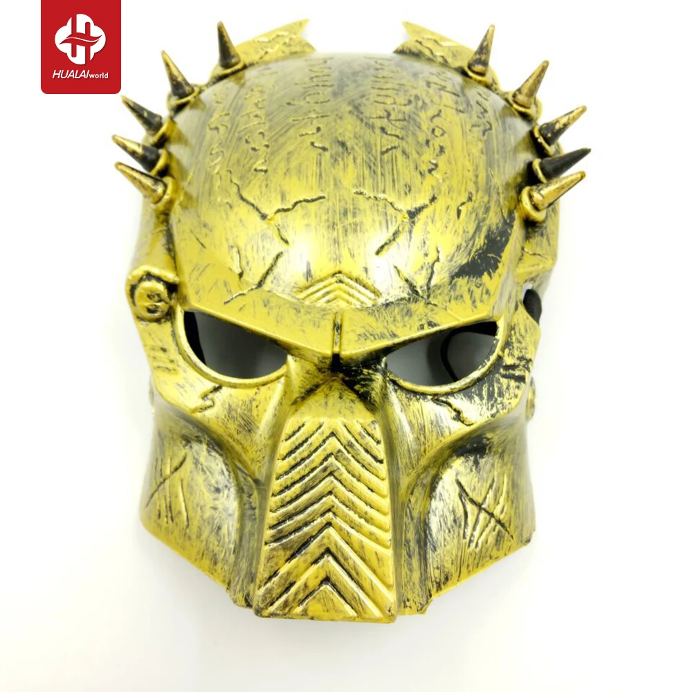 Predator Retro movie-themed horror AVPR Lone Wolf Full-face male PROM party mask silver and gold masquerade