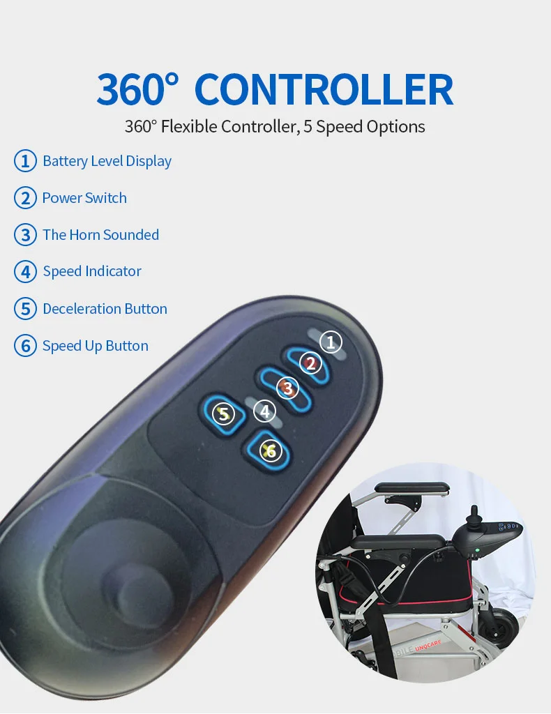 New Foldable Electric Wheelchair Carbon Steel Lightweight Power Wheel Chair With Lithium Battery