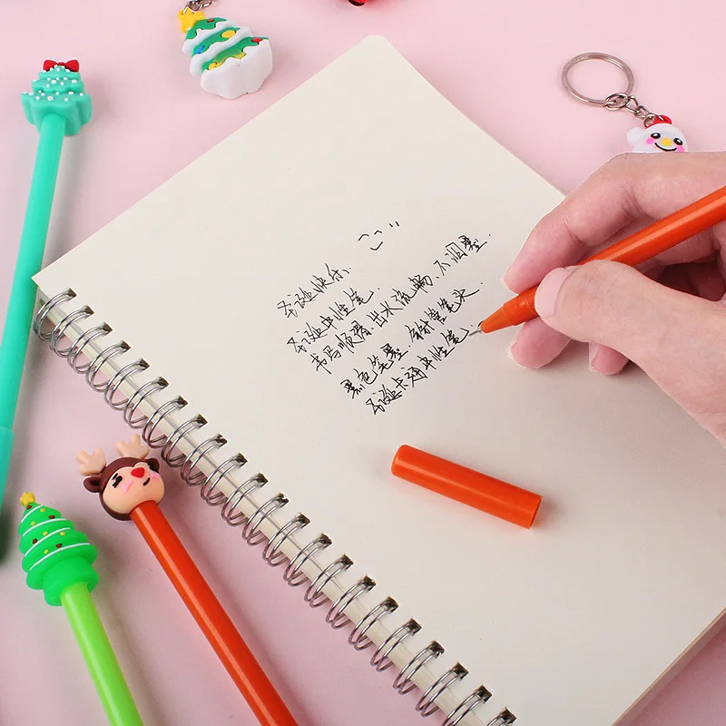 Cartoon Christmas 3D Neutral Pen Full Needle Smooth Water Slide Neutral Pen Black Pen Core Santa Claus Animal