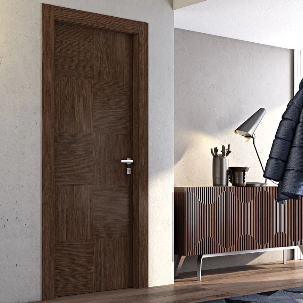 Hot Sale laminate Modern Wood Veneer Door Waterproof Faced PVC Door Interior Melamine MDF Door For House