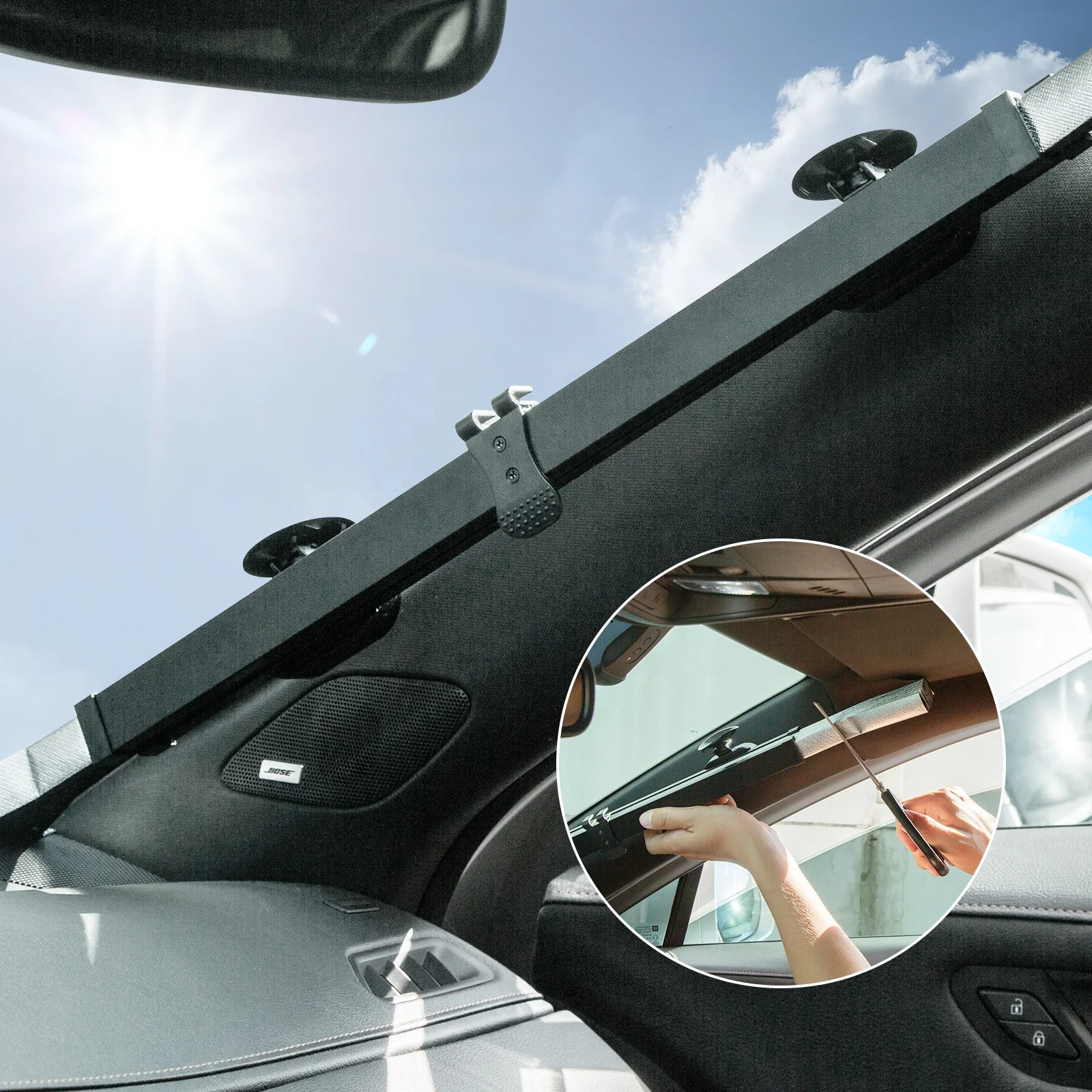 Sucked Sunshade Vehicle Retractable Car Curtain Uv Sun Visor Protect Easy Use Keep Cool Window Car Pleated Blind