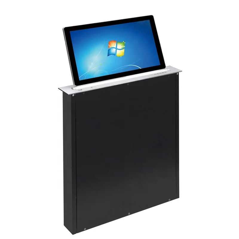 15.6 inch Thin Conference system lift with back panel confer lcd desktop motorized
