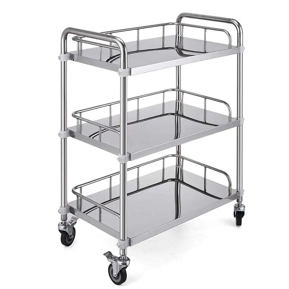 Hospital multifunctional medical medication cart stainless steel detachable dressing assemble wheelbarrow nursing trolley