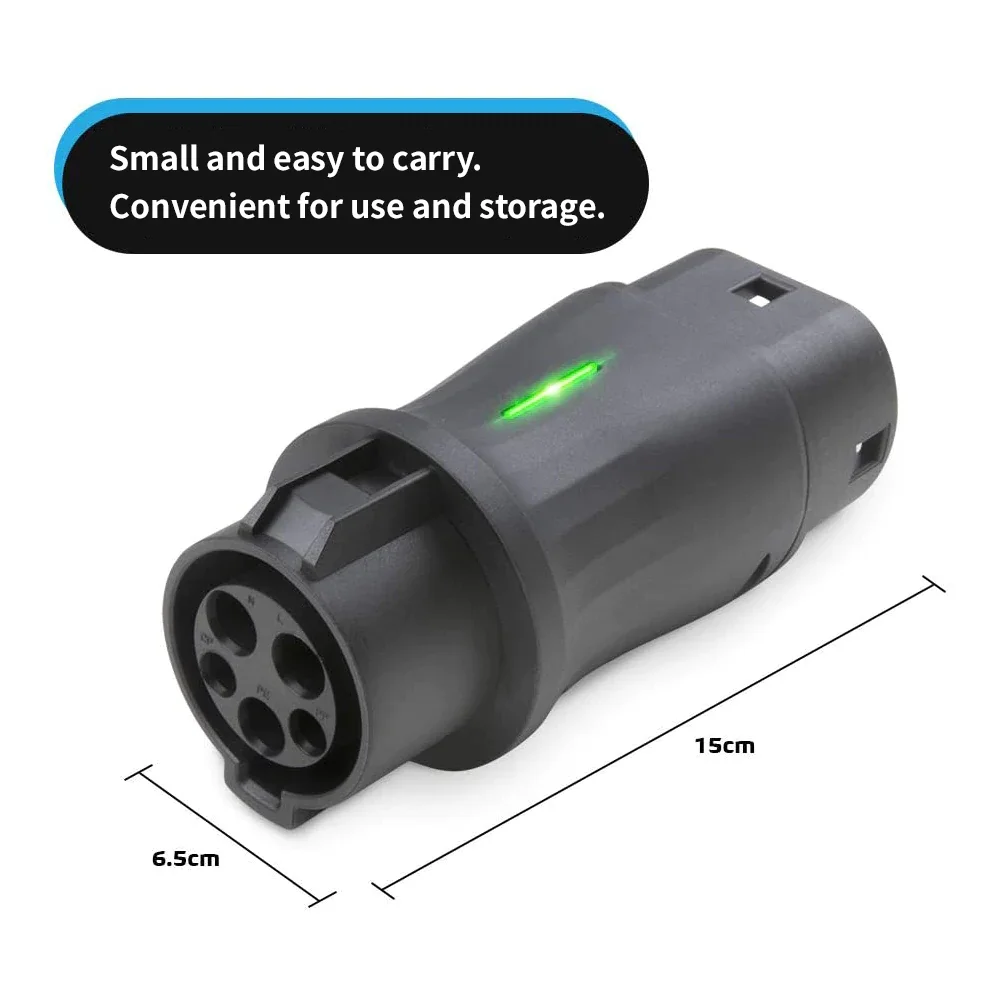 Type 1 To Type 2 Portable Ev Charger Connector 32a Ev Socket Charging Adapter