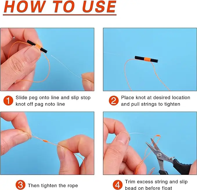 Slip Bobber Stops with Beads 100PCS Fishing Stop Knot for Fishing Line