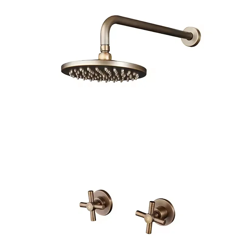 Lizhen-Hwa.Vic Antique Luxury Solid Brass Wall Mounted Antique Bronze Bathroom Shower System Brass Rainfall Shower Head Set