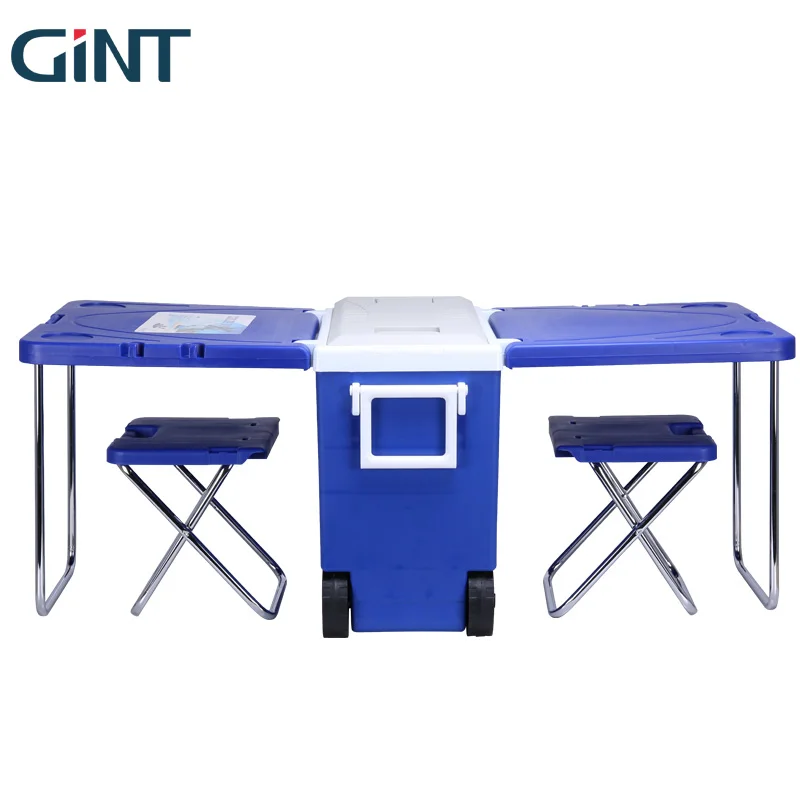 Оптовая продажа, переносные изолированные контейнеры для охлаждения Gint 28L, складные 2 стула, стол, уличная коробка для льда