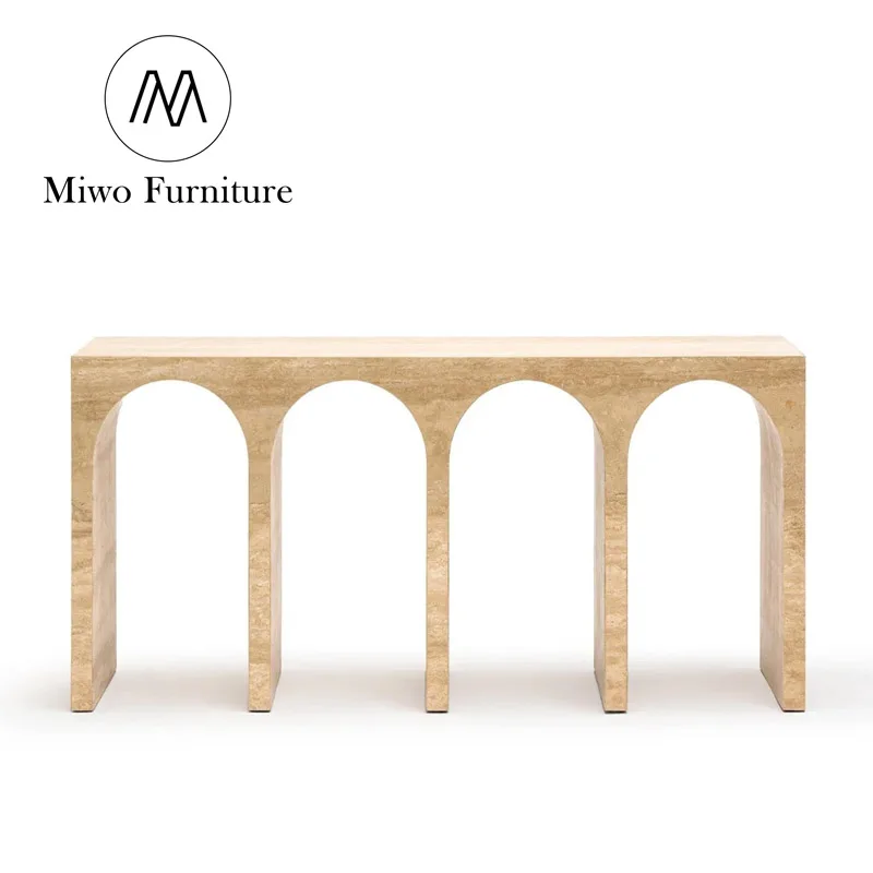 Luxury rectangle travertine Marble entrance control table living room sofa backrest modern design decor passage porch table