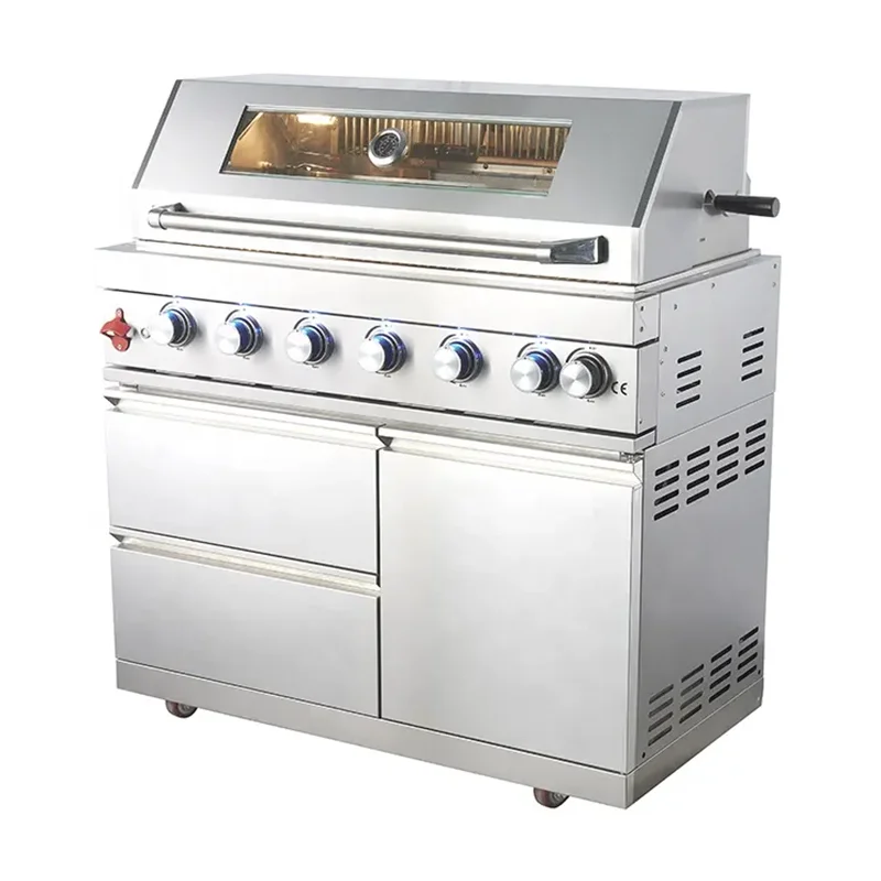 Outdoor Kitchen BBQ Island Courtyard Style Stainless Steel Stove and Kitchen Cabinet Combination Barbecue Grills For Party
