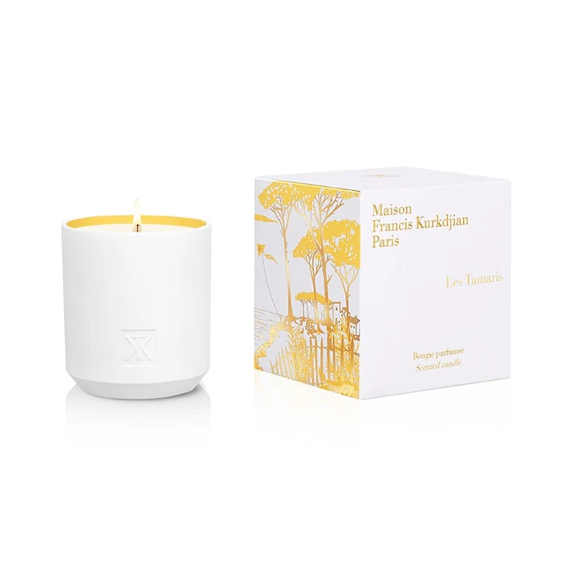 Wholesale frosted white glass candle jar with metal gold lid for luxury gift set