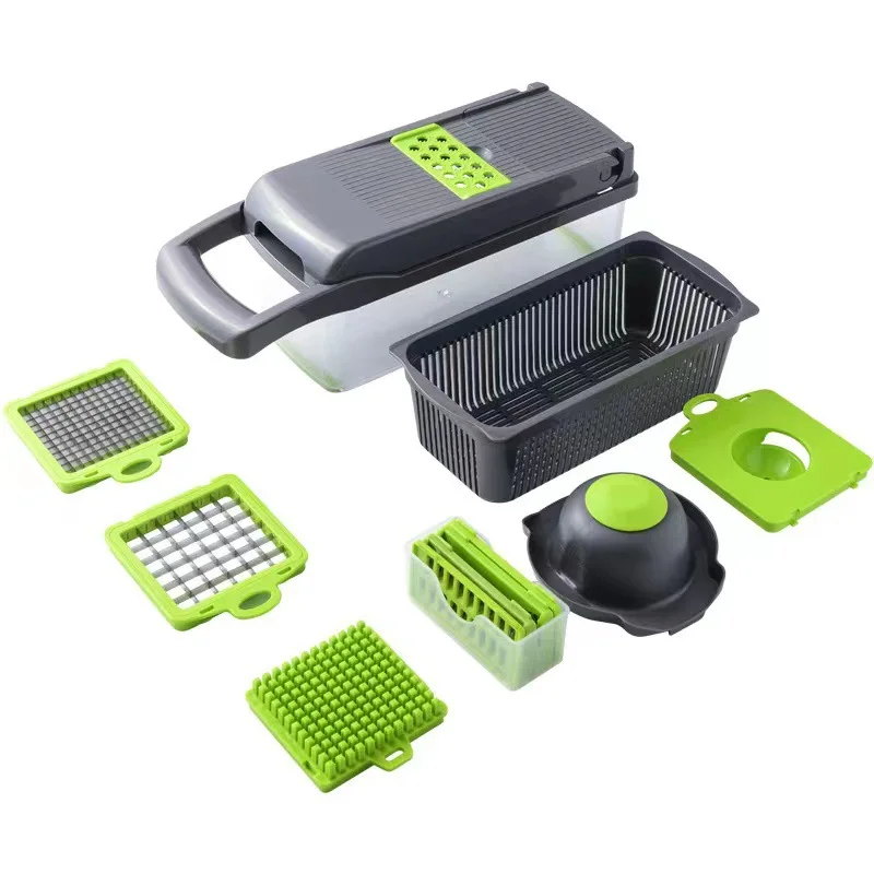 New Arrival Multifunctional 12 In 1 Handheld Vegetable Chopper Onion Cutter Potato Peeler Kitchen Fruits Slicer Vegetable Cutter