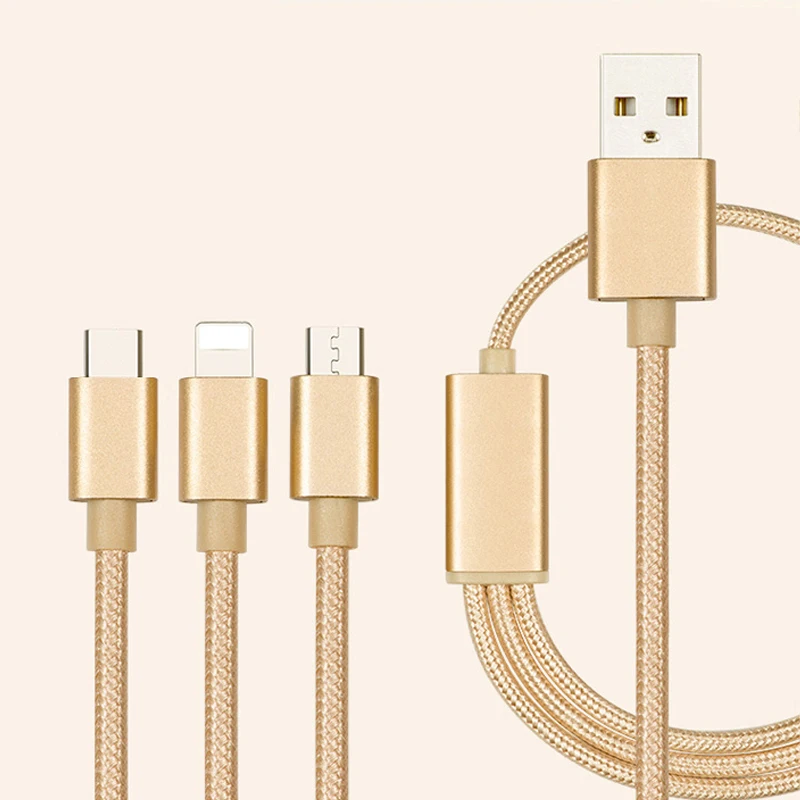 Multi USB Charging Cable USB Charger Cords,4ft/1.2m Nylon Braided 3 in 1 Charging USB Cable for Mobile Phones Tablets and More