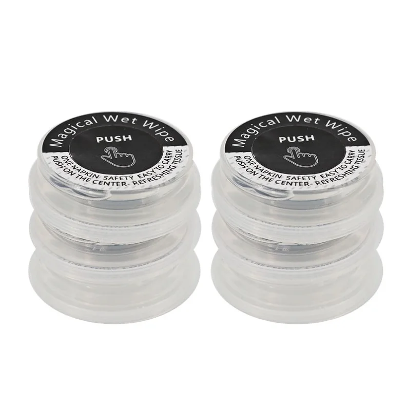 Push Wet Wipes Mini Magical Coin Compress Tissue Face Hand Cleaning Portable Disposable Compressed Towel