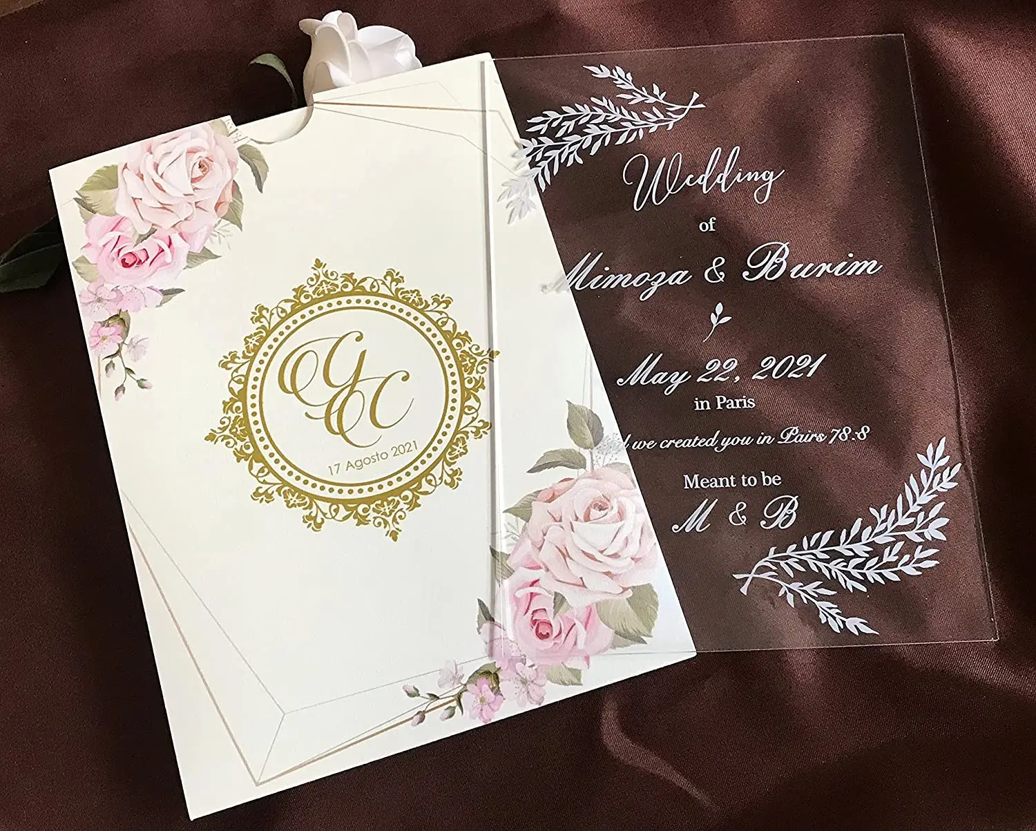 Custom Vintage Acrylic Wedding Invitations Birthday Invitation Cards Menu Cards with Envelopes