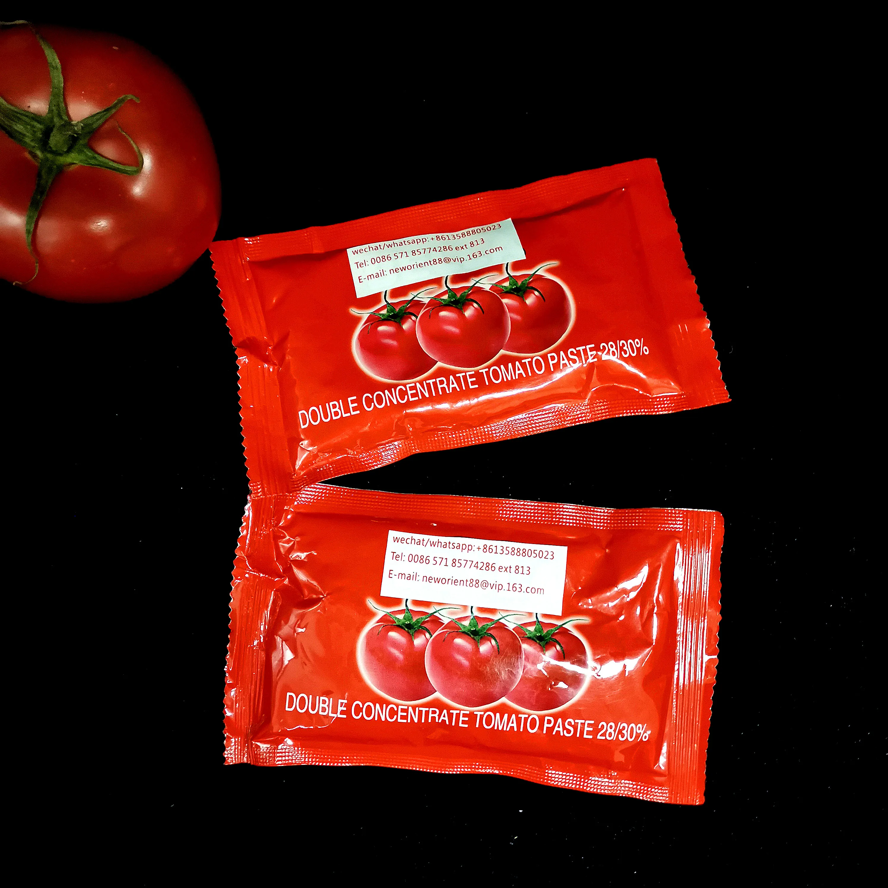 China Kosher Factory Organic High Concentrated Fresh 28-30% Brix Tomato Paste 70g 50g Sachet For Halal African Muslim Cook