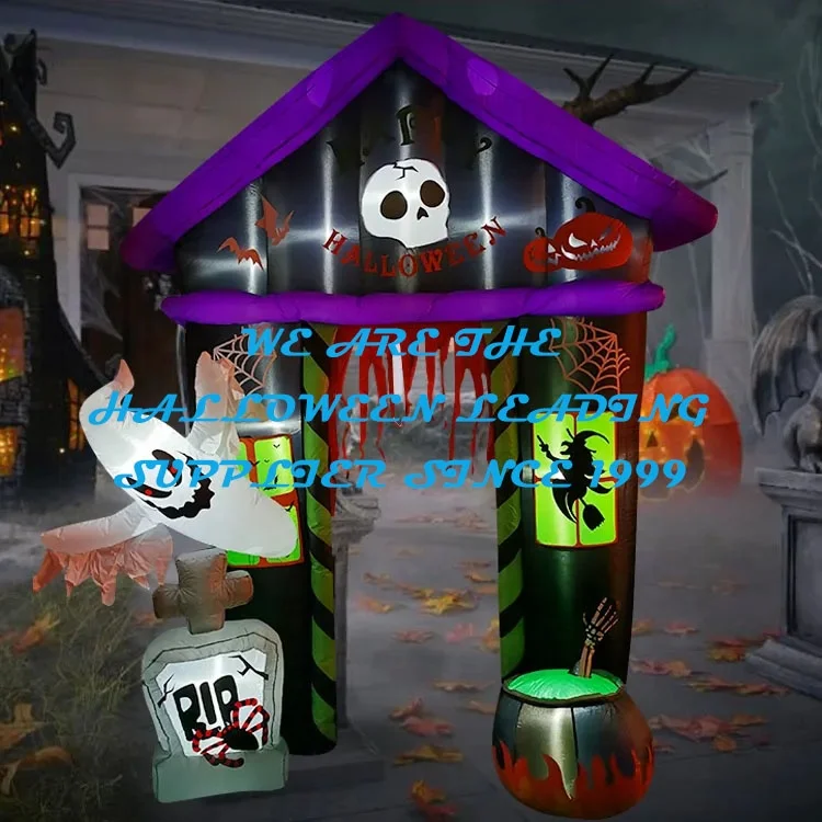 Halloween Decoration 9ft Inflatable Arch Gate with Ghost Bowl Tombstone LED For Halloween Party Haunted House Yard garden