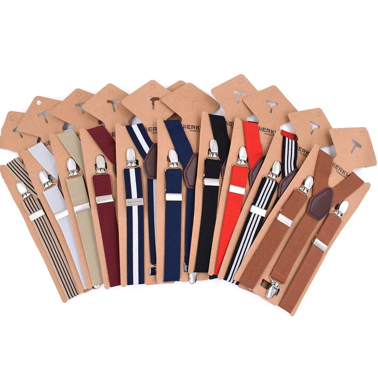 Wholesale Men Women Fashion Y Back Adjustable Braces High Quality 2.5cm Width 3 Clip Elastic Suspenders