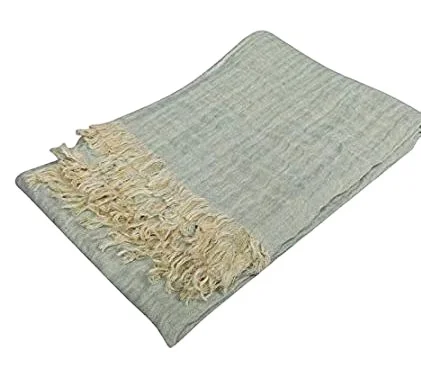 100% linen Linen Men Solid plain double gauze blanket  with fashion style Lightweight Long Large Natural Flax