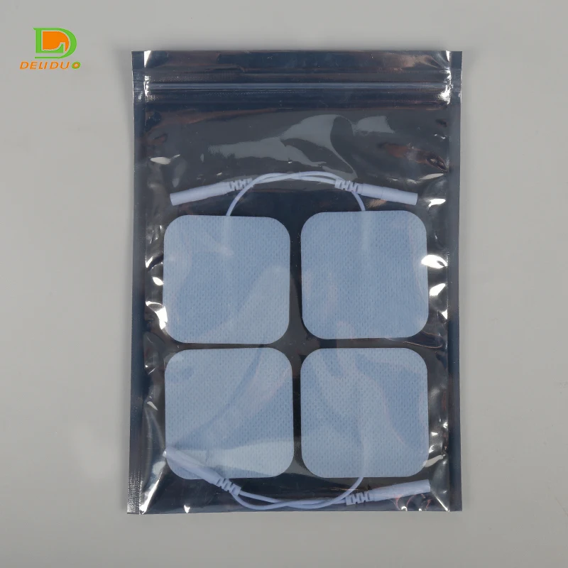 Square Medical Re-use non woven customized Reusable Tens Unit Ems Muscle Stimulator Tens Unit Electric Massage Pads With Wire