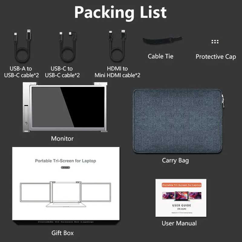 Factory supplier extended monitor Portable Monitor triple laptop monitor for Macbook