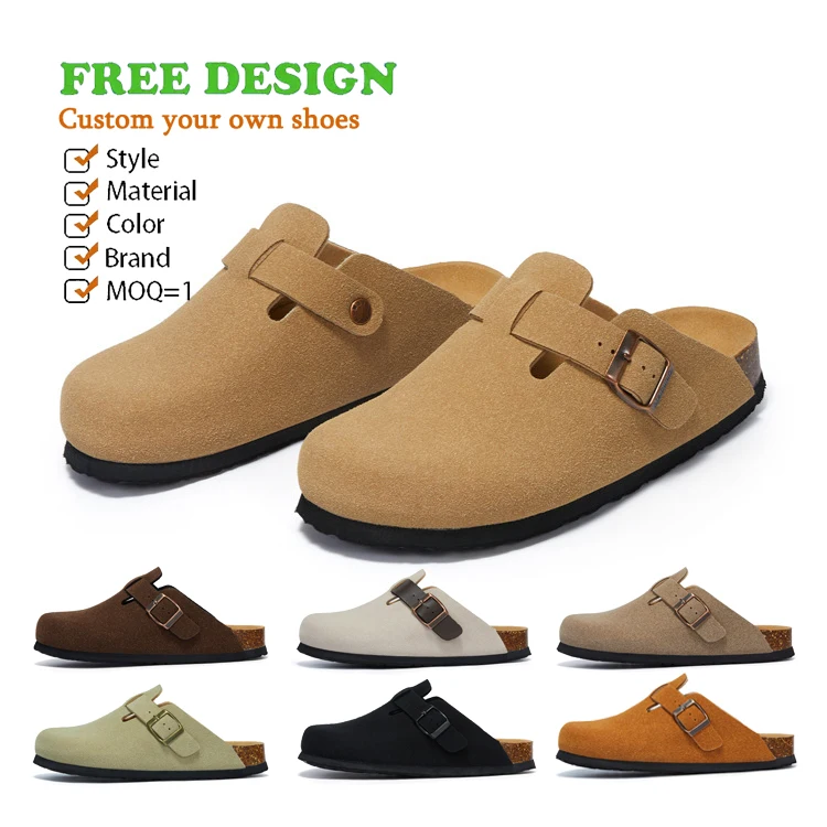 Suede Soft Leather Clogs Classic Cork Clog Antislip Sole Slippers House Sandals Waterproof Custom Mule Shoes Clogs for Women