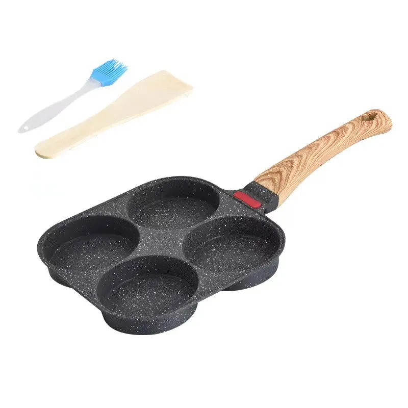 Household four-hole breakfast fried egg burger machine non-stick mini flat pancake frying pan kitchen supplies cookware tools
