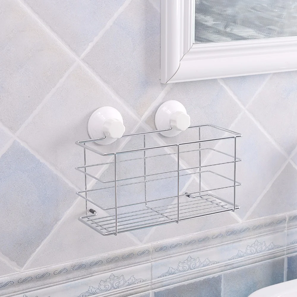 
Kitchen Sink Caddy Organizer 304 Stainless Steel Sponge Holder for Shower room Wall Mounted Suction up Deeply Storage Baskets 