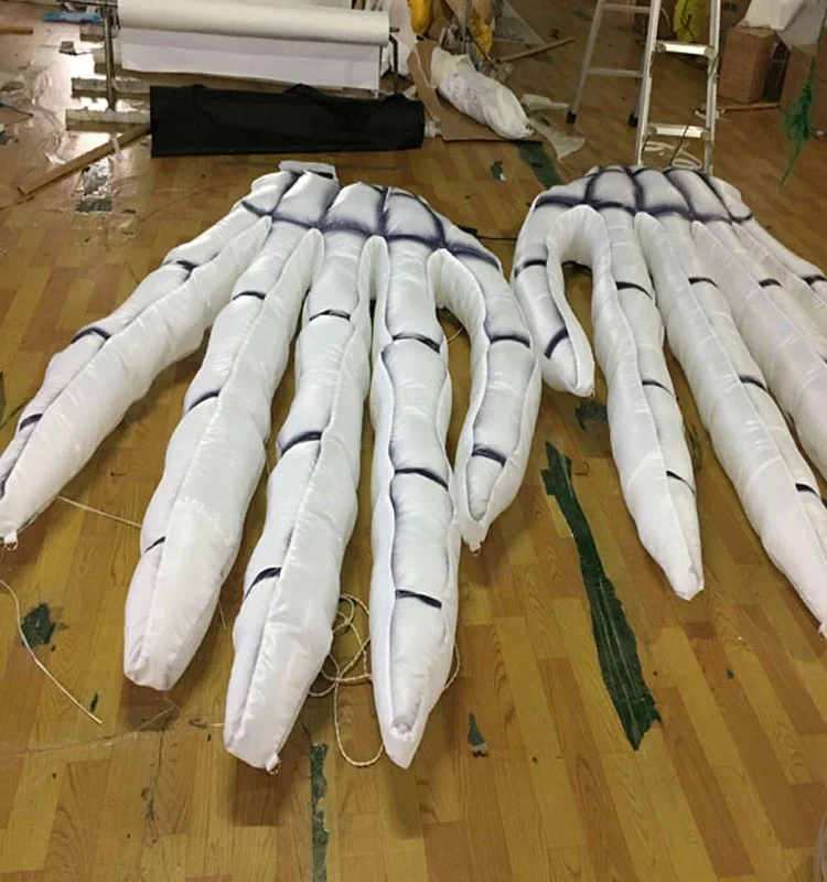 White inflatable skull hand decoration, inflatable white hand for indoor hanging on Halloween