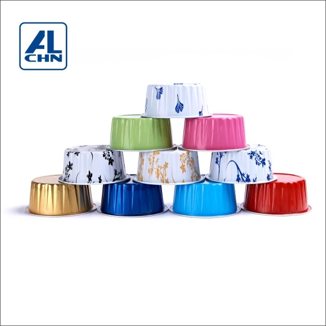 
ALCHN 130ML/4.5oz Red High Barrier Disposable Aluminum Foil Dishes/Cups YY084-B Bakery Aluminum Foil Container 