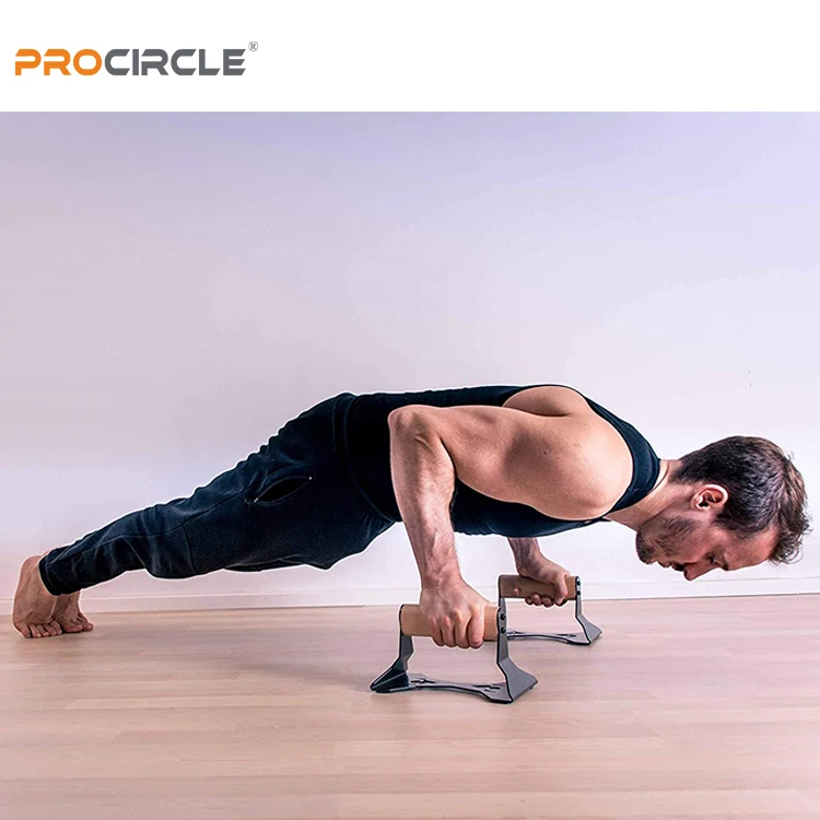 Portable Parallettes Wood Push up Bars with Handle