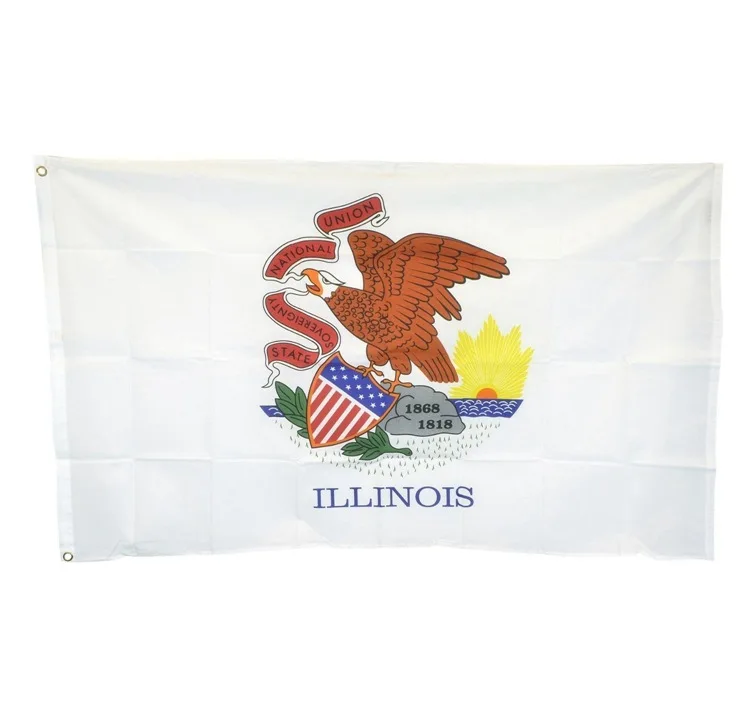 Custom Polyester Double Stitched 3x5Ft 90x150cm Illinois IL State Flags