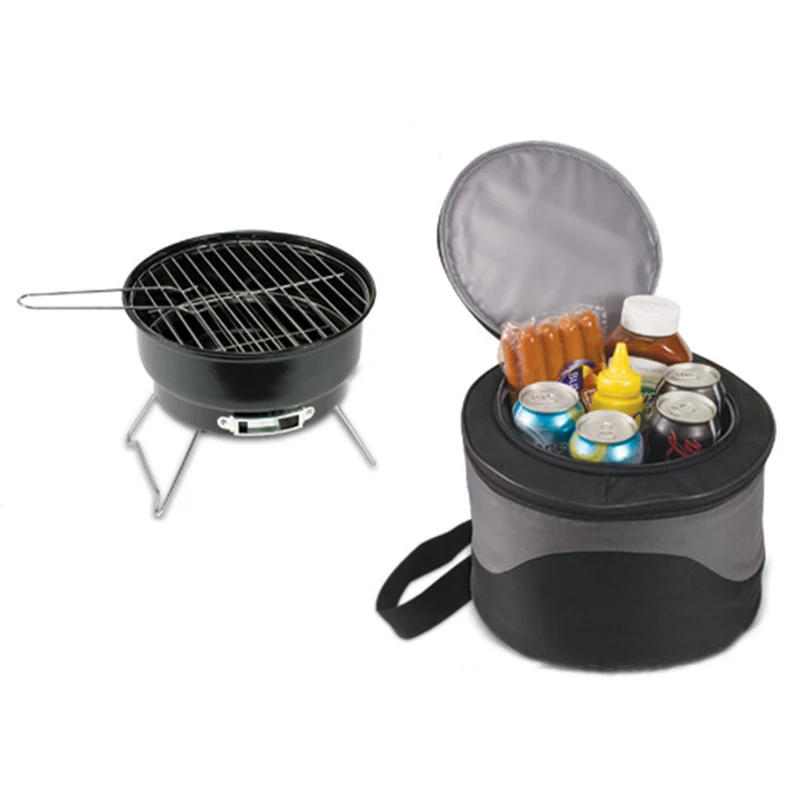 Wholesale portable charcoal bbq grill barbecue grill collapsible mini bbq grill with cooler bag