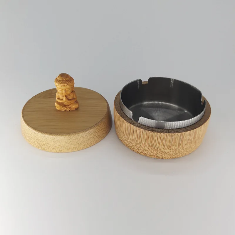 Customized Logo Wholesale Creative Bamboo Ashtra Fashion Simple Coffee Shop Ashtray