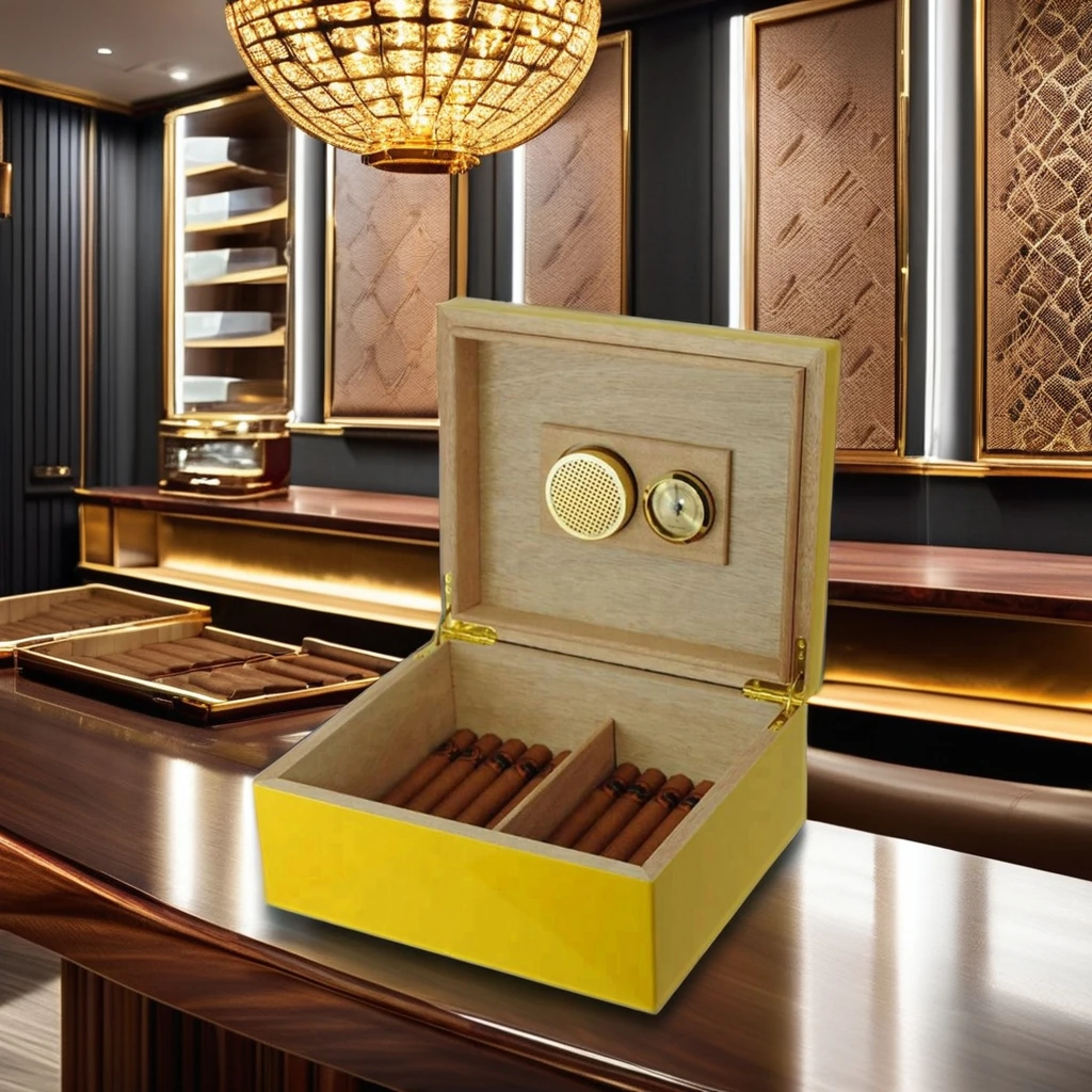 Роскошная деревянная коробка для сигар Sonny 25 карат хьюмидор с 1 увлажнителем и 1 гигрометром деревянный футляр для хранения