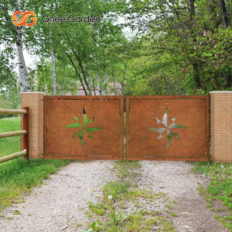 Corten стальные главные раздвижные ворота металлические и забор